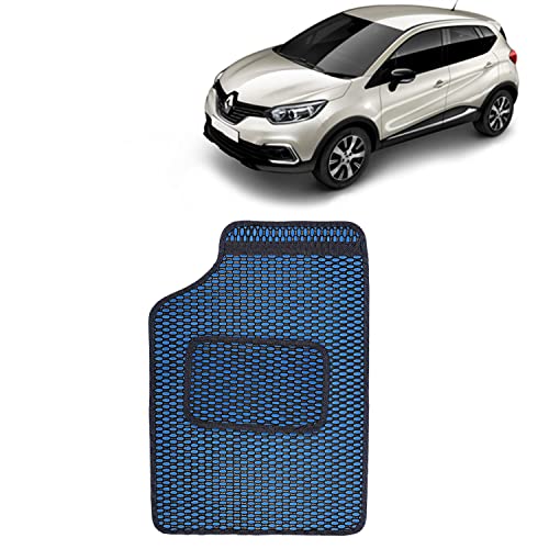 Image of Kingsway Dotted Design Car Floor Foot Mats Universal Fit for Renault Captur, Model Year : 2017 Onwards, Water and Dustproof, Color Blue, Set of 5 Pieces