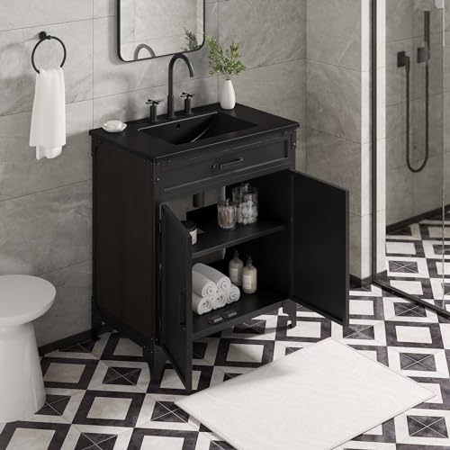 Modway Steamforge 30" Industrial Modern Bathroom Vanity Black with Ceramic Sink Basin