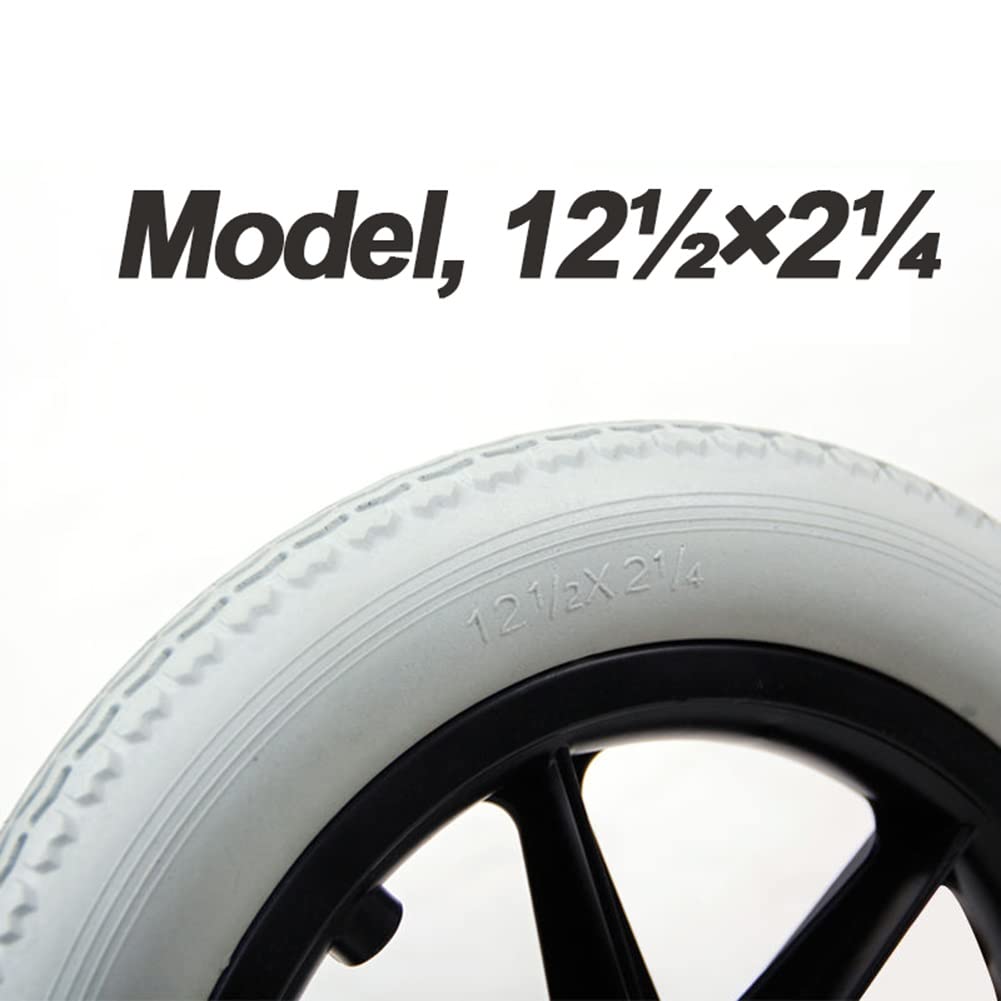 LekLai Wymiana Koła 12½ X 2¼ Do Wózków Inwalidzkich, 12-Calowy Ręczny Zestaw Kółek Do Wózka Inwalidzkiego/Zespół Koła, Solidne Opony Z Łożyskami 12 Mm, 2 Szt./Grey/12In/30Cm