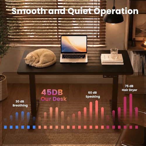 Image of 35 inch x 20 inch Electric Standing Desk, Compact Height Adjustable Desk for Small Spaces, Small Ergonomic Sit Stand Workstation for Home Office Bedroom Apartment (Classic Black)