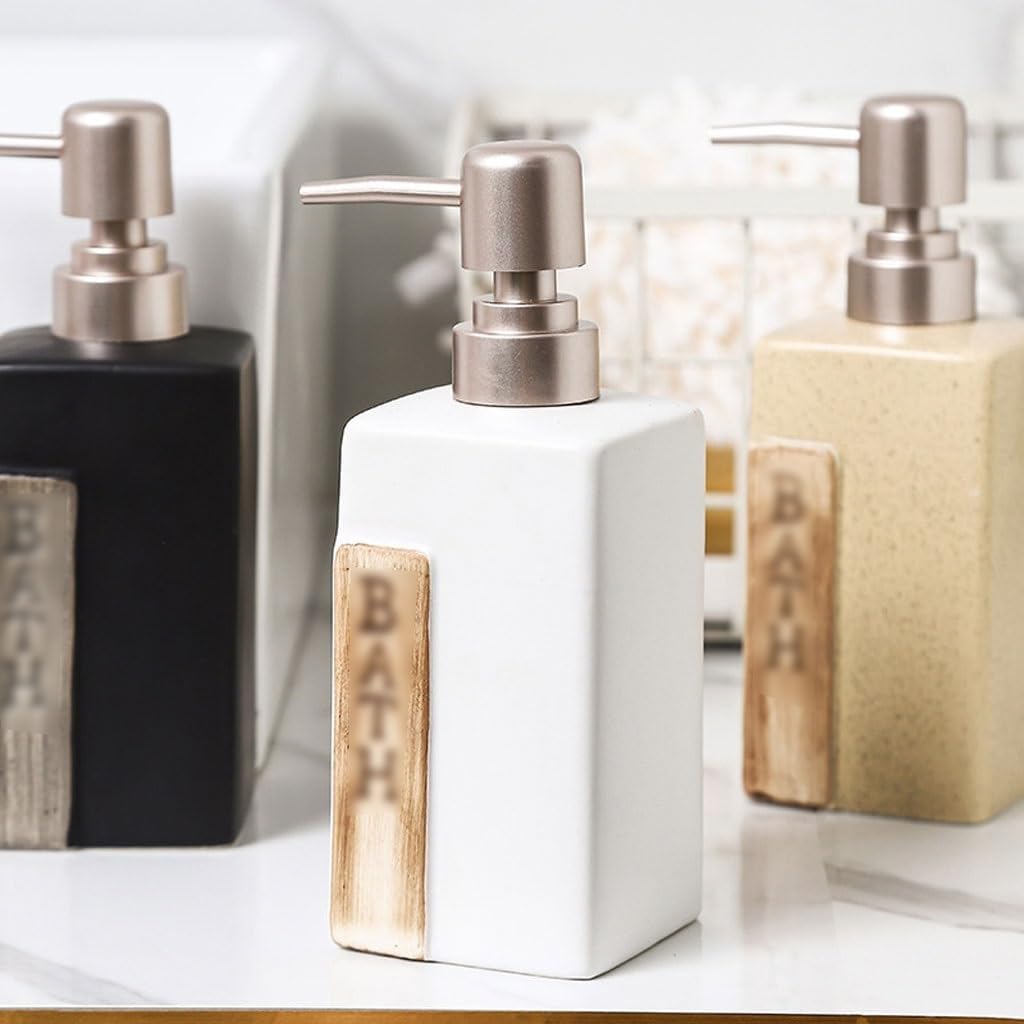 Kitchen Soap Dispenser Ceramic Simple Soap Dispenser Hand Sanitizer Bottle Press Bottle Shower Gel Shampoo Bathroom Bottle Suitable for Bathroom Bathroom Soap Dispenser(C)
