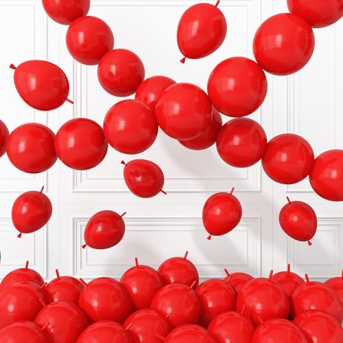 Image of Red Link Balloons,120Pcs 6Inch Red Latex Linking Balloons for 4th of July Birthday Baby Shower Wedding Anniversary Valentine's Day Party Decorations