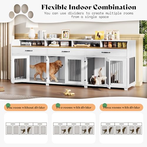Image of AMERLIFE 95 inch Dog Crate Furniture, Multi-Functional TV Stand with Storage