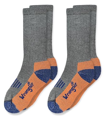 Wrangler Boys' Merino Wool Cushioned Boot Socks (2 Pairs)