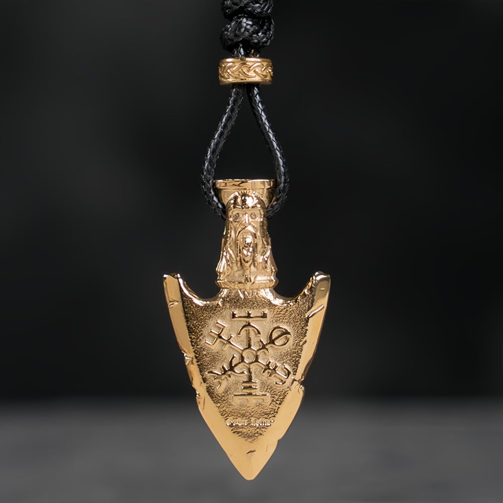ForFox Collar Colgante de Punta de Flecha con Vegvisir y Valknut y Thor nórdico Vikingo de Acero Inoxidable Titanio para Hombre Mujer