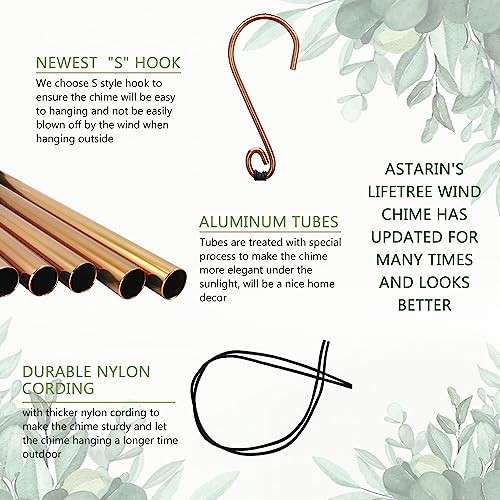 Image of ASTARIN Personalized Tree of Life Memorial Wind Chiems, Sympathy Gift Outdoor Deep Tone Wind Chimes for Loss of Loved One Mom, Hanging on the Porch Garden Patio Yard(Produced in Texas)