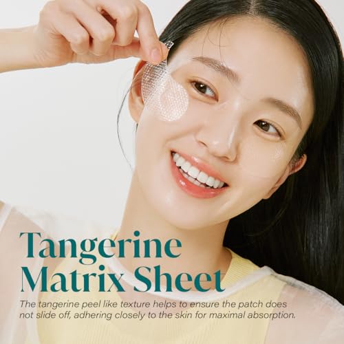goodal green tangerine vitamin c eye patches 60 sheets  hydrating gel under eye masks for tired puffy eyes korean skincare glass skin look daily self care essentials