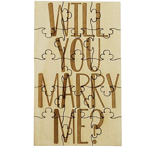 Will You Marry Me Proposal 15 Piece Jigsaw Puzzle Laser Engraved Rustic Basswood 6' x 3.5'