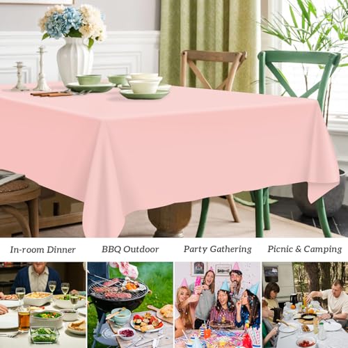 Image of Mulbozy 2Pcs Blush Pink Plastic Tablecloth, Dusty Pink Table Cloth