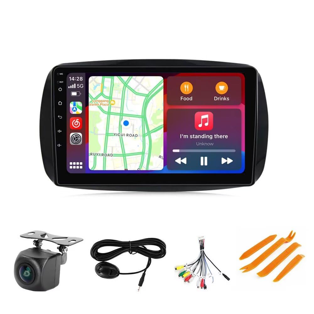 Stereo Radio for Benz Smart 453 Fortwo 2015-2020 - Biorunn Wireless Wired Carplay and Android Auto GPS Navigation - (4GB+64GB) Head Unit 9 Inch