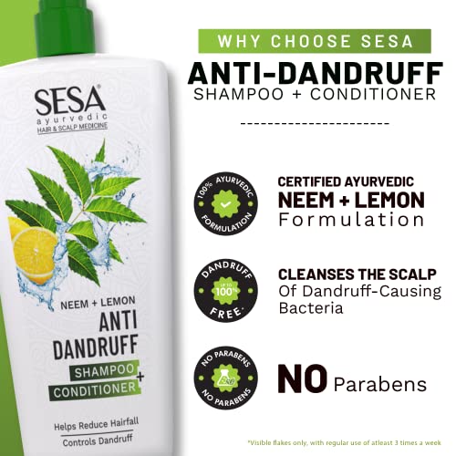 SESA Ayurvedic Anti Dandruff Shampoo 500ml | Neem + Lemon | Helps Reduce Hairfall | Controls Dandruff - Image 6