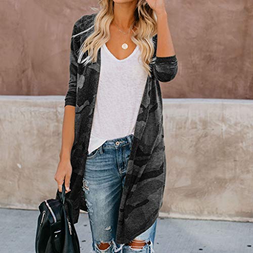Women Camouflage Long Cardigan Ladies Long Sleeve Coat Parka Pullover Outerwear Tops Blouse Tunic Shirts - Thumbnail 2