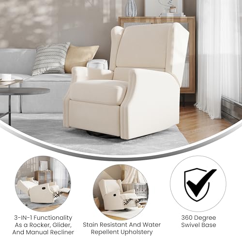 Sillón reclinable giratorio crema clásico miniatura 4