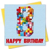 Birthday Card Age 8. Building Blocks Design. 150x150mm supplied with Envelope. Eco-friendly. Message inside. Made in Britain.
