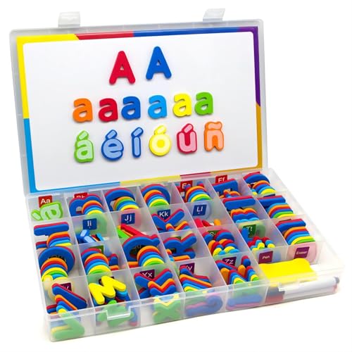 MOFEELE Juego de Letras Magnéticas en Español, 224 Pieza Abecedario Didactico para Niños, Imanes para Refrigerador de...