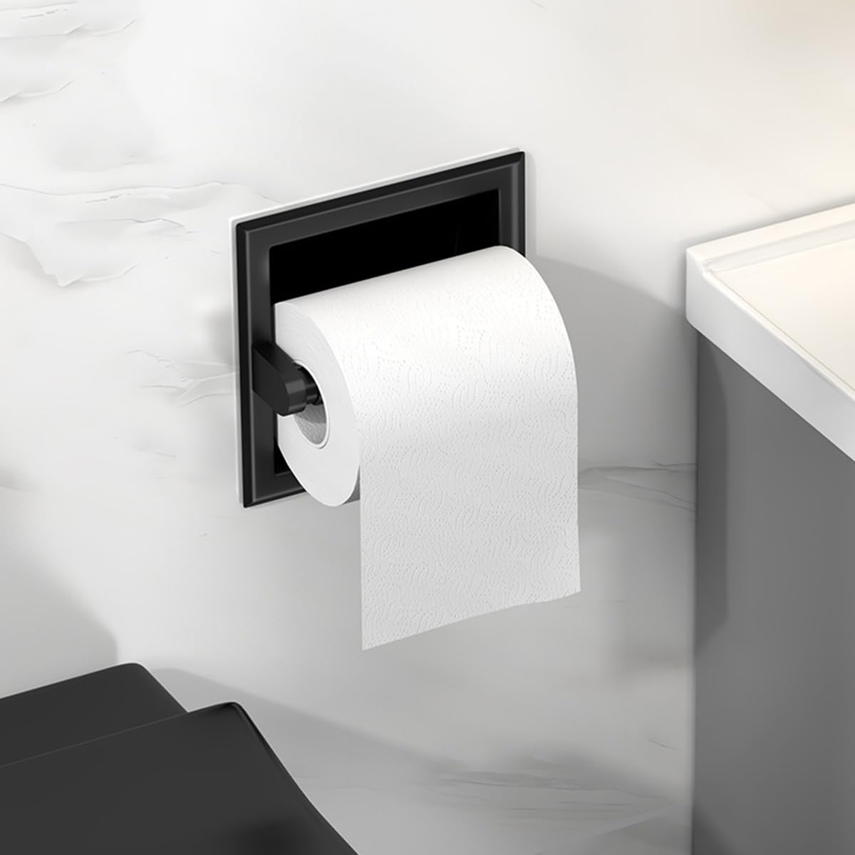 Portarotolo di carta igienica da parete, resistente, porta fazzoletti in metallo con meccanismo a molla per installazione solida a parete o armadio