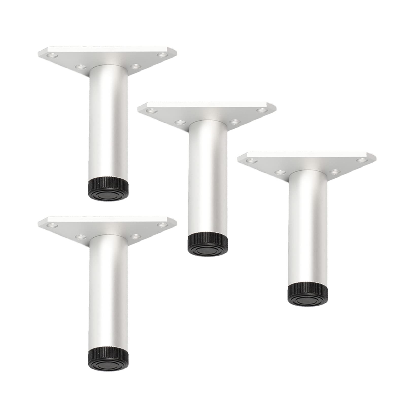 Stopki meblowe ze stopu aluminium, nogi metalowe, regulowane podpórki, wymienne podstawki do kanapy, biurka i łóżka, szare, 4 sztuki (6 cm)