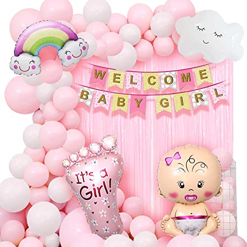 Image of Party Propz Welcome Baby Decoration- Huge 47Pcs|New Born Baby Welcome Home|Cradle Naming Ceremony Decoration Kit For Kids|Welcome Housewarming Home Princess|Metallic Foil Balloons For Decoration