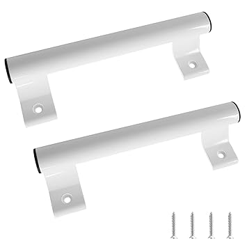 Lanzeuta 2 PCS Aluminum Alloy Barn Door Handle, 8 Inches / 205mm Balcony Door Handle, Modern Sliding Door Handle Aluminum Handle with Mounting Screws, Patio Door Handle Wardrobe Door Handle - White