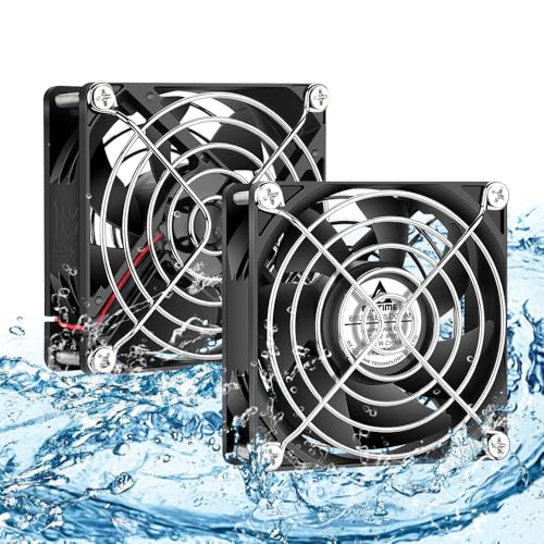 GDSTIME Paquete de 2 ventiladores de 80 mm, 12 V, IP68, 80 x 25 mm, sin escobillas, 2 pines, doble rodamiento de bolas, ventilador de carcasa de PC de 80 mm