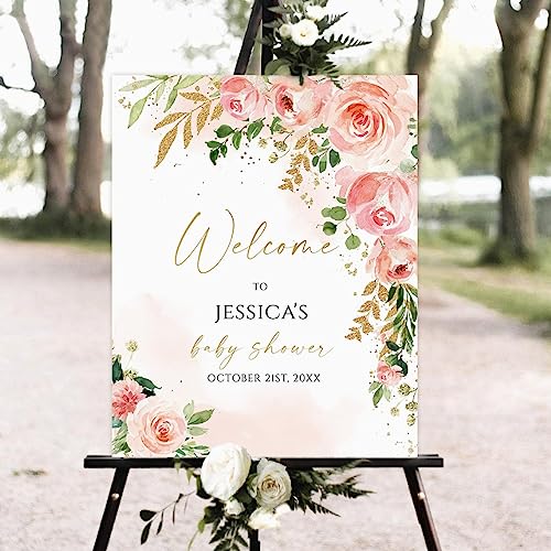 Floral Baby Shower Welcome sign, Personalized Baby Shower Sign, Welcome Sign for Baby Shower, Custom...