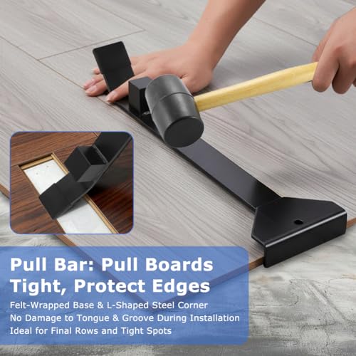 17" Heavy Duty Pull and Pry Bar with Tapping Block, Professional Pull Bar Flooring Tool for Wood Floor, Vinyl Plank, LVP, LVT and Floating Floor Installation(Black) by LORGVEXN - Used condition - Image 3