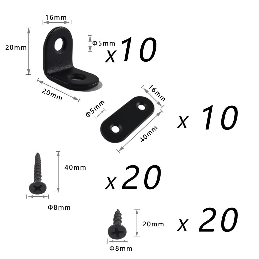 EastNear 10 Pieces Angle Connectors and 10 Pieces Flat Connectors with Screws for Fixing Furniture Table Chair - Image 2