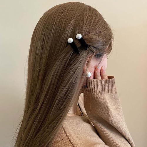 Pinza vintage de perlas en terciopelo negro para cabello miniatura 2