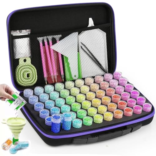 YOPEUC 60 Slots Boite Rangement Diamond Painting Accessoires Boite de Rangement Outils de Broderie Diamant pour Adultes ou Enfants