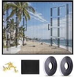 HBKUUY Mosquiteras para Ventanas, Mosquitero para Ventana con Cinta Adhesiva, 60x120cm Cortina de Mosquitero para Ventana,...