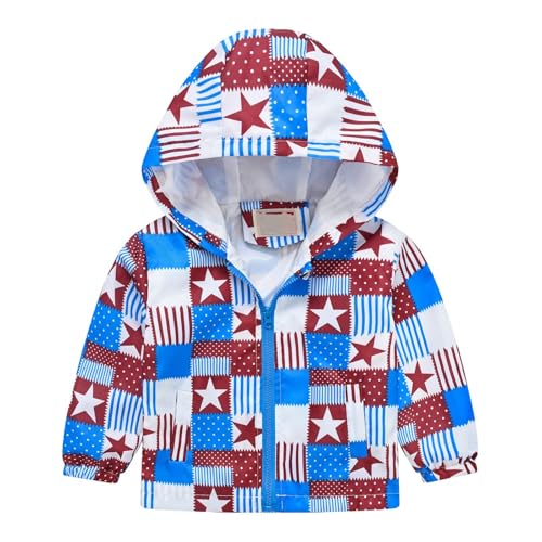 Toddler Boys Girls Dinosaur Print Zip Jacket Hooded Trench Lightweight Kids Coats Windbreaker (Sky Blue, 5-6 Years)