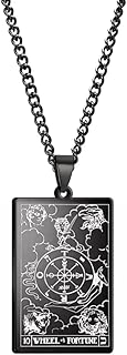 Tarot Card Necklace - Tarot Necklace for Women & Men - Tarot Card Jewelry - Stainless Steel Rider Waite Tarot Necklace - Zodiac Pendant - Hip Hop Jewelry - Bikers Necklace - Tarot Jewelry Gifts