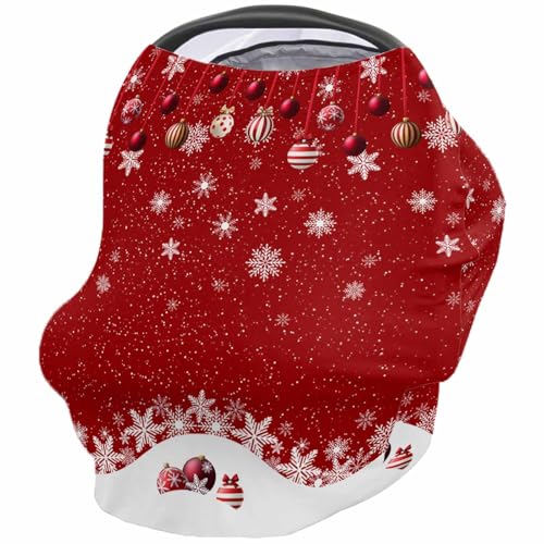 Nursing Cover for Breastfeeding Scarf, Various Christmas Ornaments Snowflakes Waves Red Baby Car Covers Super Soft Multi Use for Canopy Shopping Cart Cover Blanket Stroller Cover