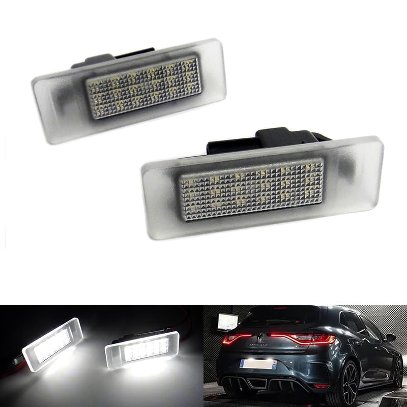 2 luci a LED per targa, colore bianco, per Clio V Espace V Koleos II Megane IV 5 porte Hatchback/Grandtour Scenic IV Talisman Master III Movano B 19-24 GT-R R35 Q50
