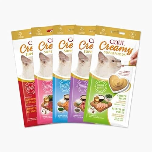 Miniatura 4 de Catit Creamy Superfood Lickable Cat Treat  Golosina hidratante y saludable para gatos de todas las edades  Atún con coco y Wakame, paquete de 4