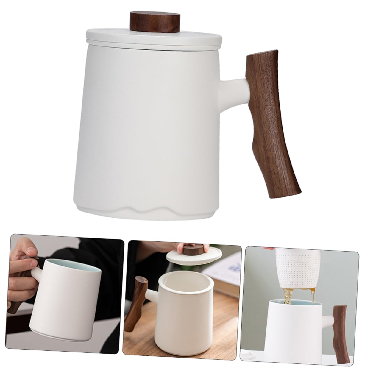 Alipis 3piezas Taza De Cerámica Con Filtro y Asa Para Infusiones De Té Para Bebidas Calientes y Elegantes