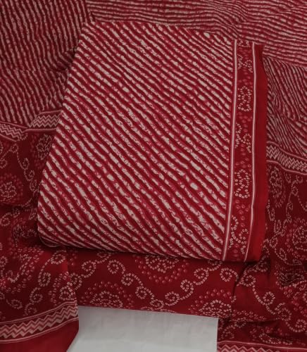 Image of DRAVINAM Trends Women's Premium Cambric Cotton Jaipuri Printed Unstitched Salwar Suit Dress Material with Mulmul Cotton Dupatta