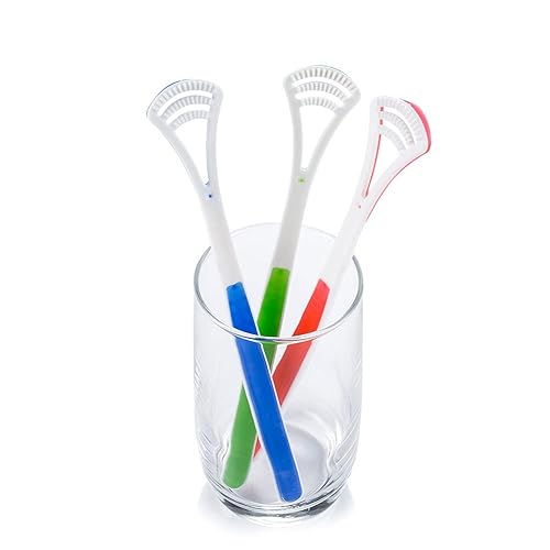 AKOAK Limpiador raspador de lengua, 3 piezas, tabla de limpieza de lengua para ayudar a eliminar el mal aliento, reducir el mal aliento, para