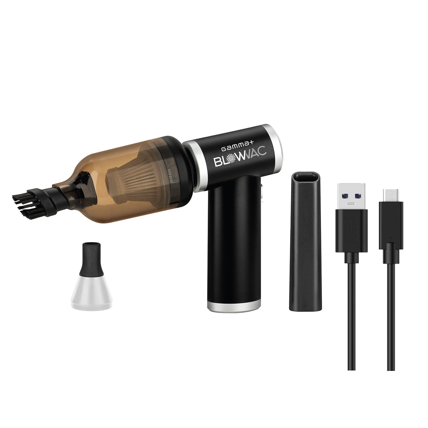GAMMA+ Blowvac Przenośny Bezprzewodowy Odkurzacz i Dmuchawa Próżniowa ładowany przez USB-C, 2-godzinny Czas Pracy, Silnik 100.000 obr./min, dla Barberów,Fryzjerów, do Samochodów, Komputerów, Klawiatur