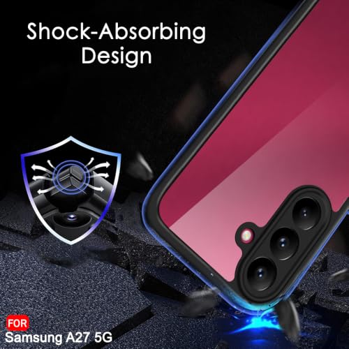 Image of TheGiftKart Hybrid Shockproof Back Cover Case for Samsung Galaxy A27 5G | Camera Protection Module | Crystal Hard Back Cover Case for Samsung A27 5G (PC & TPU, Transparent Clear Back, Black Sides)