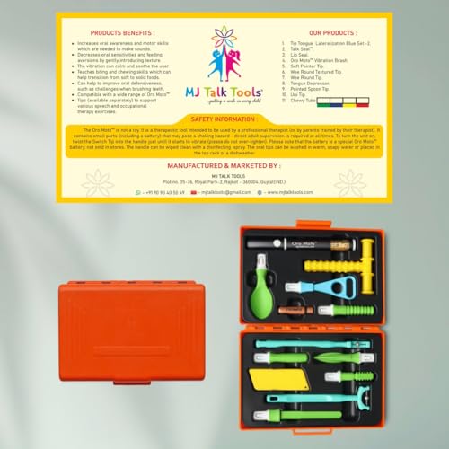 Image of Special Kit - Sensory Integration, Speech & Feeding Therapy Tools | Includes..Oro Moto Vibration brash, Pointer Spoon, Tongue Depressor, Wee Round Tip, Wee Round Textured, Soft Pointer, Uni Tip, Talk-Seal, Tongue Lateralization, Lip Seal, Chewy Tube Yellow Pack of 1 Kit