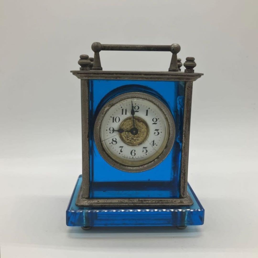 ウランガラス　精工舎　目覚まし時計　置時計　SEIKOSHA 和ガラス　レトロ ウランガラス 精工舎 目覚まし時計 置時計 SEIKOSHA 和ガラス レトロ