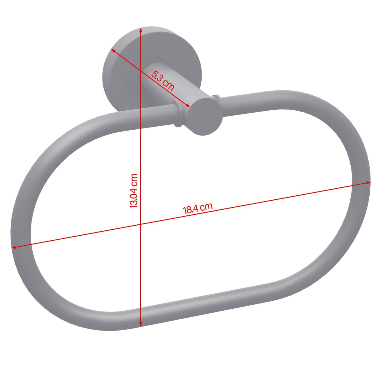 tesa Anilla de Toallas Moon Black, Negro Mate, autoadhesiva, tecnología de Montaje Adhesiva, 53 mm x 184 mm x 130 mm