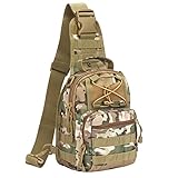 Prospo Tactical Sling Bag Pack Military Molle EDC Single Strap Daypack Outdoor for Camping, Hiking, Trekking CP Camouflage