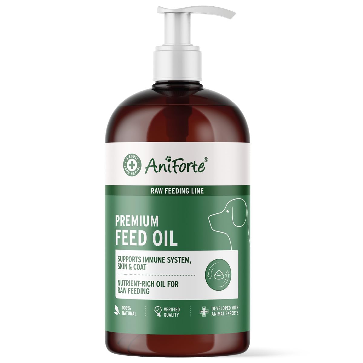 AniFortePremium Feeding Oil 500ml: BARF Raw Feeding Supplement For Dogs With Hemp, Salmon & Linseed Oil to Boost Immunity & Health