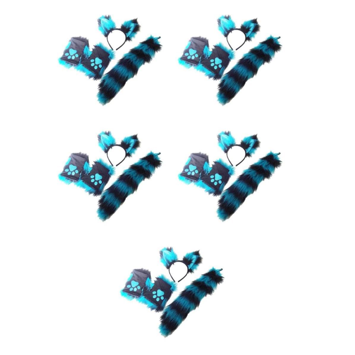 TOPBATHY 5 Juegos Diadema de Peludo Azul de Felpa para Cosplay y Fiestas