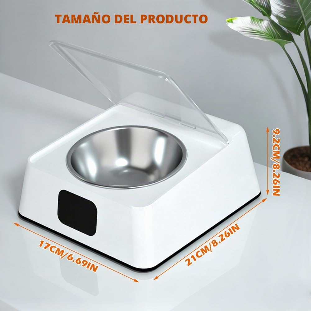Comedero automático para gatos, comedero automático para gatos, comida húmeda con tapa abatible, dispensador de comida para alimentos húmedos y secos, comedero automático para perros pequeños y gatos