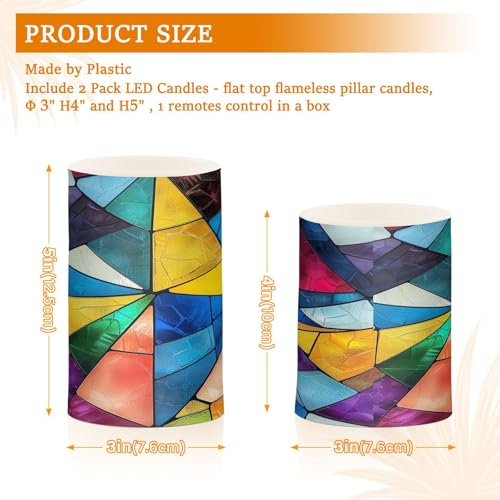Image of Split Square Flameless Candles with Remote, Set of 2 Battery-Operated Pillar Candles for Home, Christmas, Party Decor