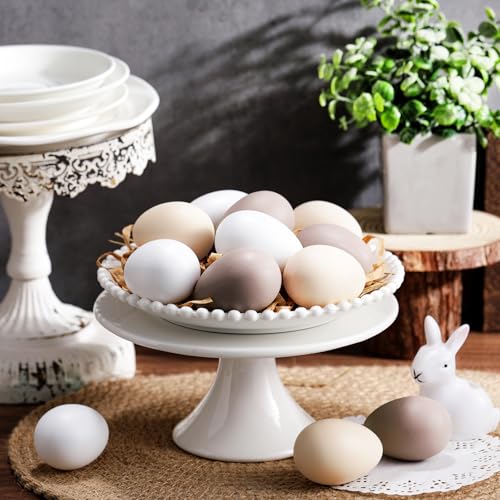 Gejoy 12 Stück neutrale Ostereier aus Kunststoff, gefälschte Hühnereier, 6,9 cm, Vintage-Boho-Osterdekoration, Pastellschale, Vasenfüller, Bauernhaus, Frühlingsdekorationen für Zuhause, Tisch, DIY
