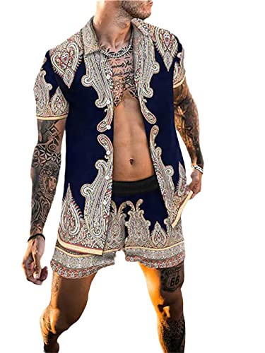 Ensemble hawaïen homme respirant tz-34 : costume de plage deux pièces fluide avec chemise fleurie